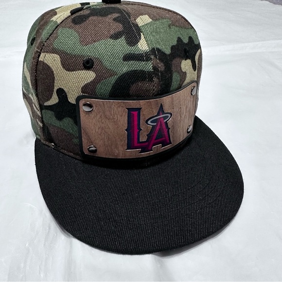 Men Snapback Hat Classic Hip Hop Style Flat Brim LA Wooden Patch camuflaje - Picture 14 of 16